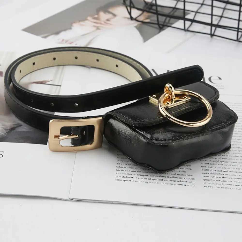 PU Leather Women Vintage Belt Bag New Black Travel Waist Purse Metal Buckle Belts Punk Square Heart Y2K Style Gothic Fanny PacksT251204