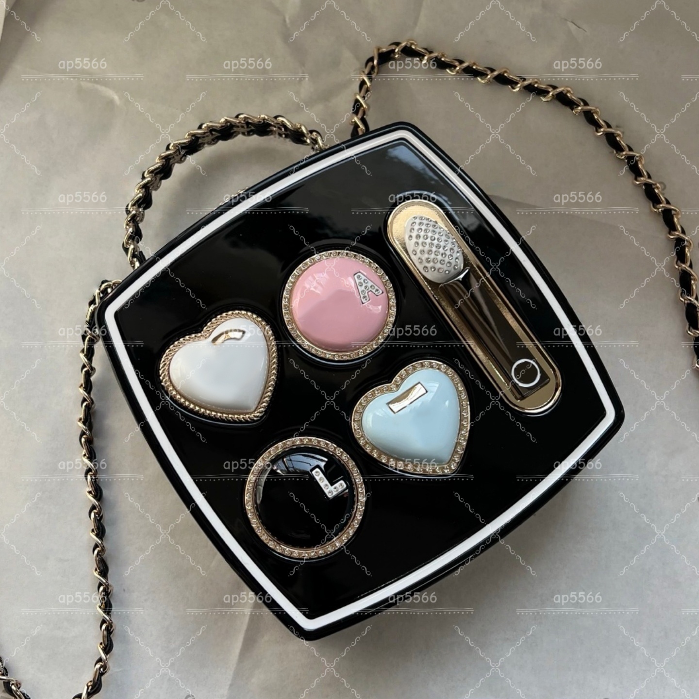 Zircon-Embellished Eyeshadow Palette Clutch - Sparkle Evening Bag with Makeup Storage for Women