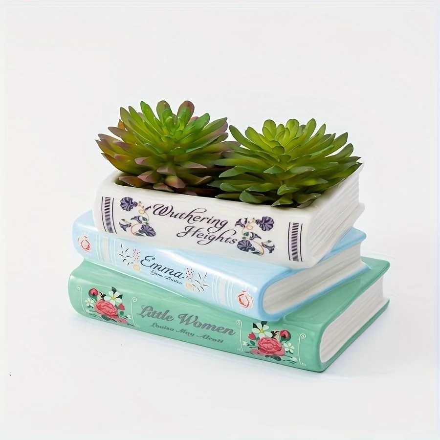 1 Creative Three-Layer Book Shaped Vase Unique He Ceramic Flowerpot Suitable For Decoration In Living Ros Bookshelves H251204