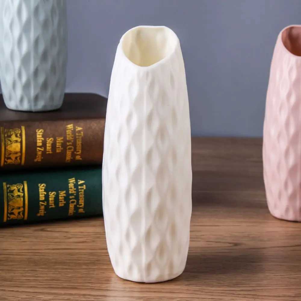 He Decor Plastic Vases Imitation Ceramic Flower Arrangement Flower Pot Decoration Desktop Ornament Living Ro H251204