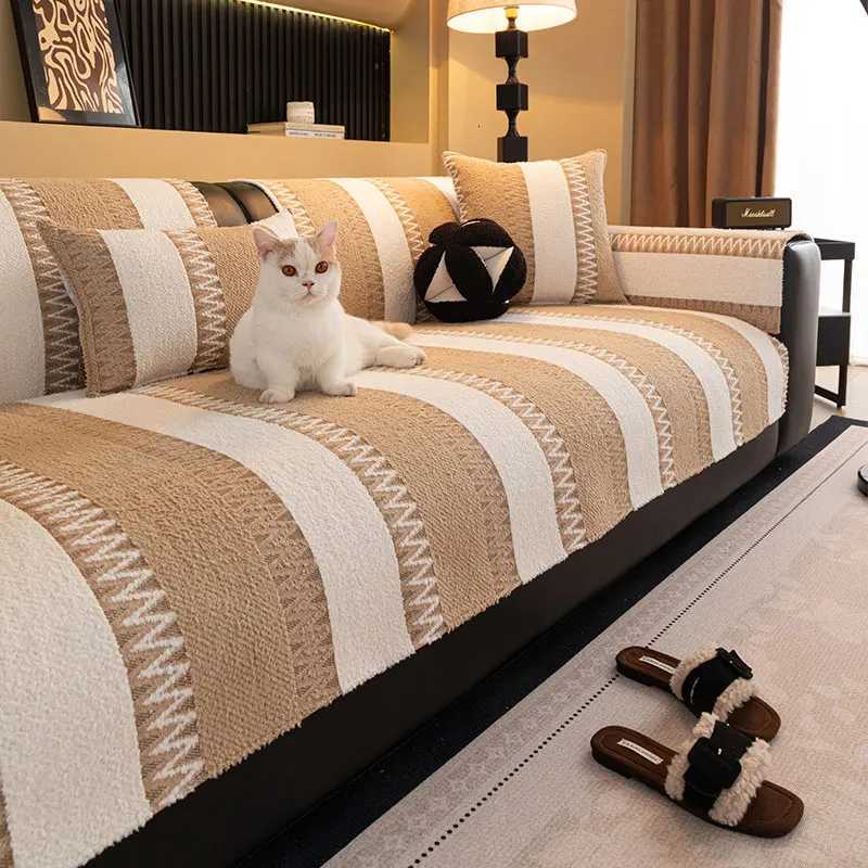 1PC-Solid color sofa cushion high-end plush sofa cushion integrated anti slip sofa cushion M251204 - view 4