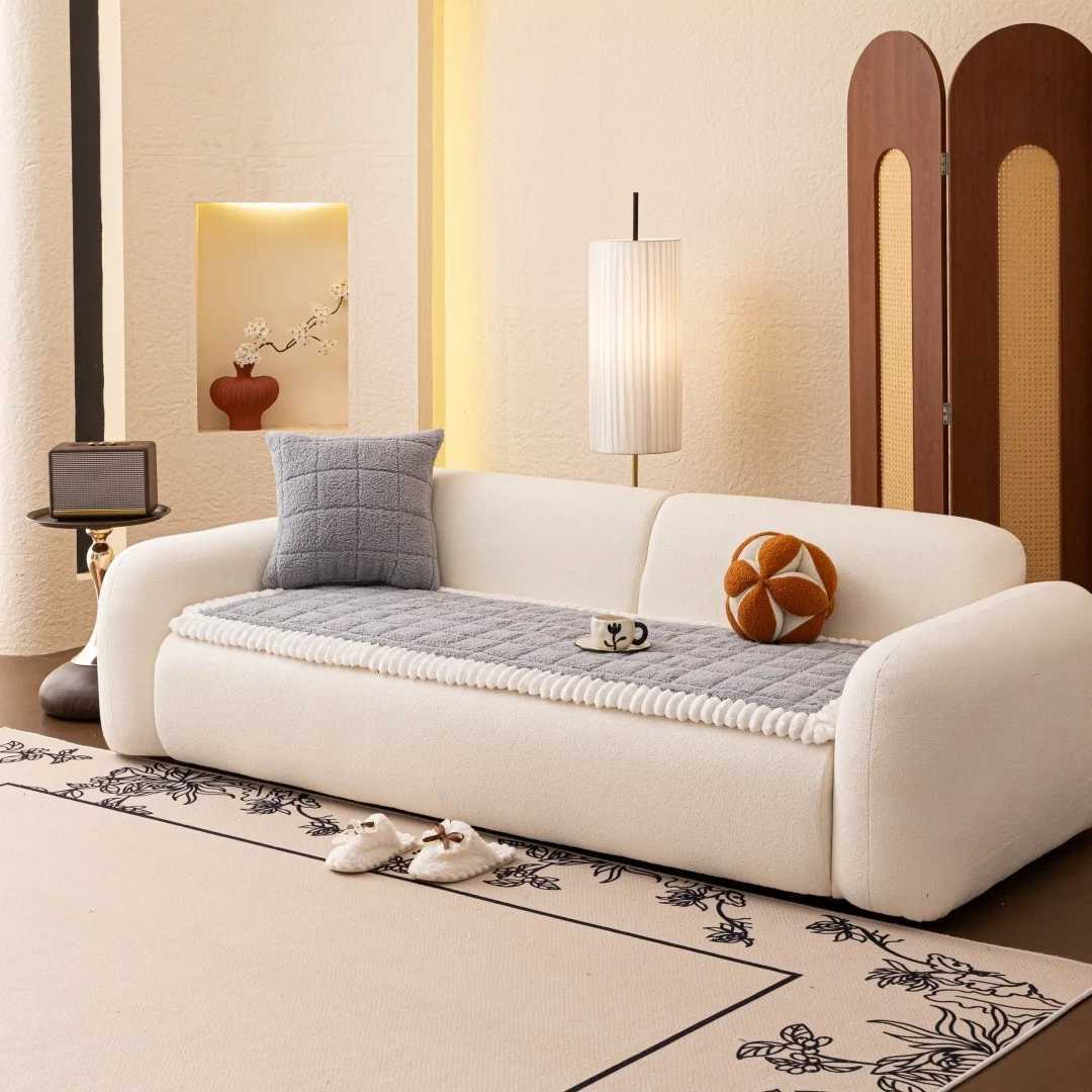 Plush Sherpa Thickened Quilted Anti-Slip Sofa Cover Soft Modern Design for Living Room Non-Slip Furniture Protection Towel M251204 - view 7
