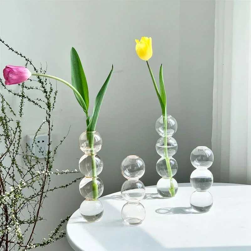 Decorative Flower Bottle Modern Mini Vase for Flowers Transparent Bud Vase Desig for Living Ro Decor Table Ornaments H251204