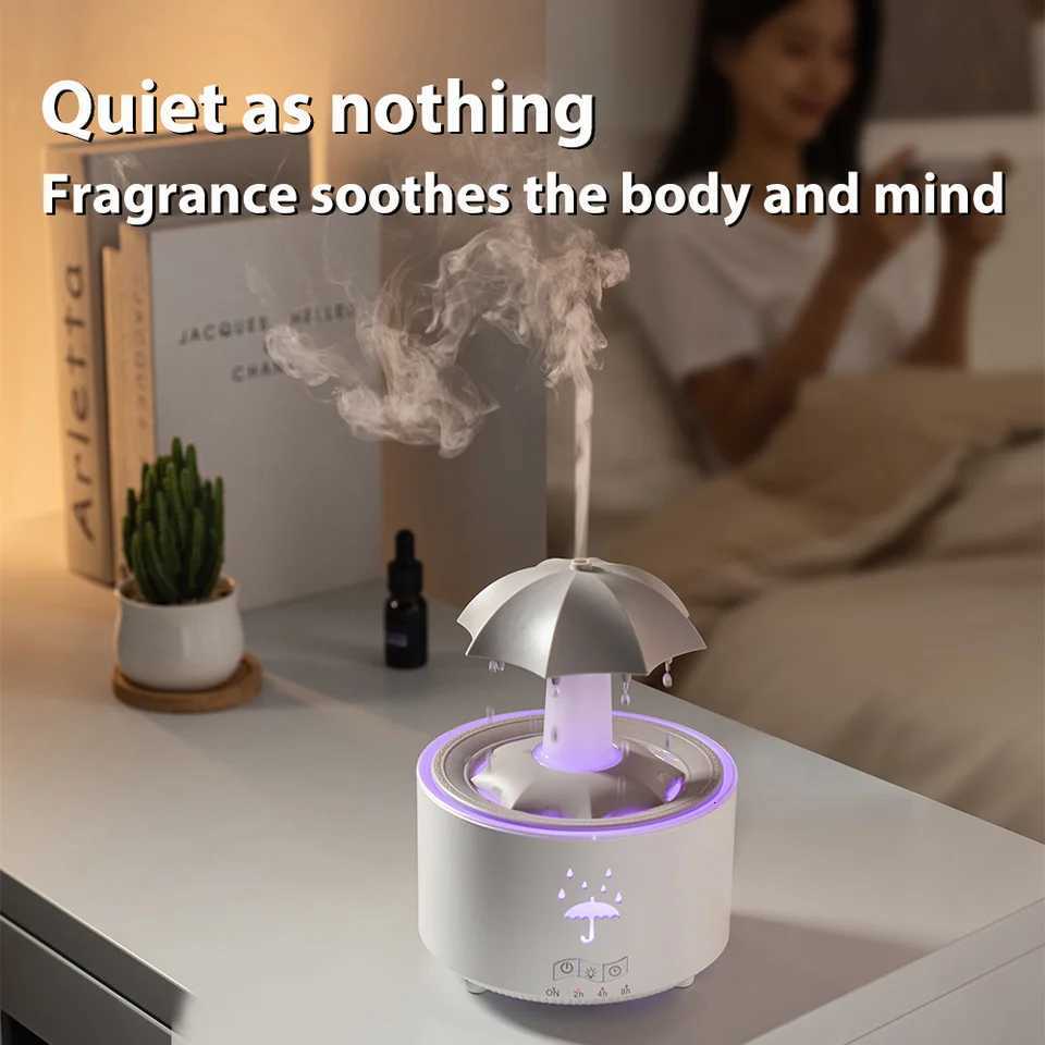 1PC Wall Plug Rotating Raindrop Essential Oil Diffuser also Air Humidifier with Colorf Lights and 3-ll Timing for He C251204