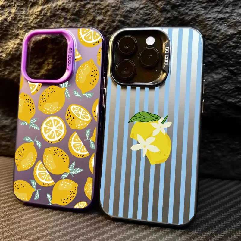 Striped Lemon Case For iPhone 16 11 12 Pro Max 16e 17 Air 13 Mini XR XS Max X 6 6S 7 8 Plus Laser Fl Protection Phone Casing H251203