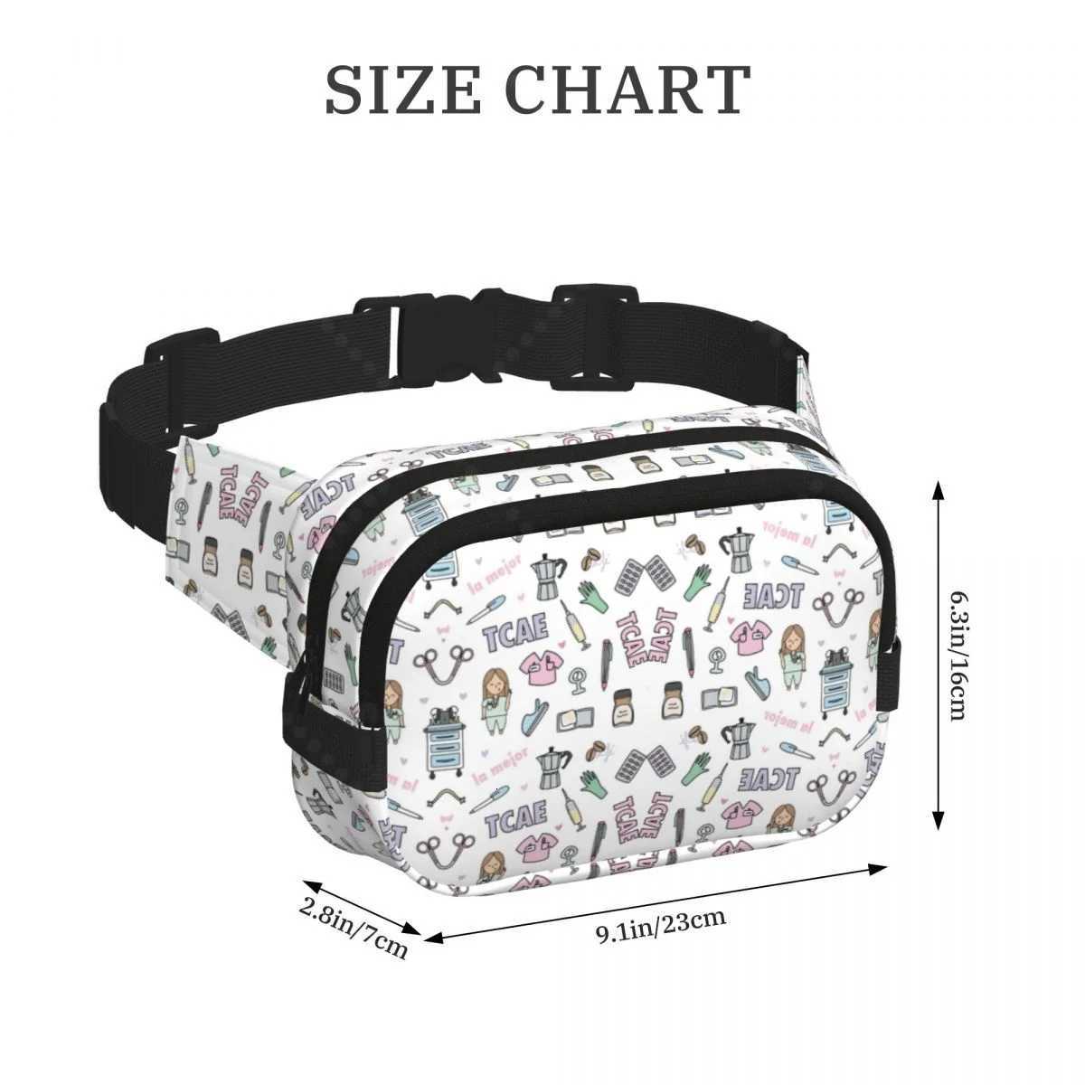 Cartoon Ladies Doctor Trendy pack crossbod Square Double Layer Waist Bag Travel and Workout AccessoryT251204
