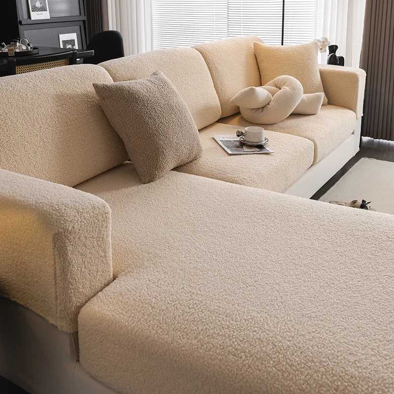2026 Premium Winter Thermal Teddy Fleece Sofa Cover Durable All Season Couch Cover Non-Slip Elastic Seat Protector M251204 - view 4