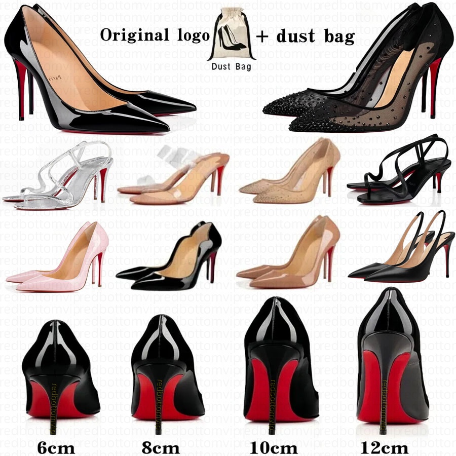 Designer Brand heels Women High Heels Luxury Red Soled Peep Toe Sandals Pointed Red Shiny Bottom 6cm 8cm 10cm 12cm Nude Black Patent Real Leather Woman Paris Pumps