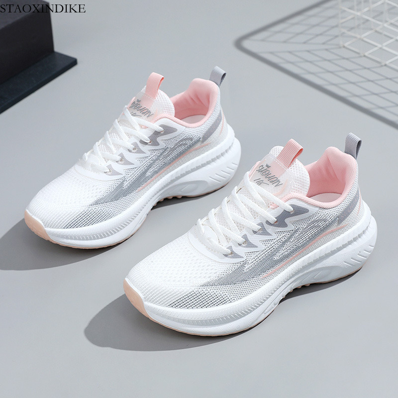 Women's Shoes White Sneakers Wholesale Thick Sole Trendy Running Shoes Fashionable Spring Breathable Women's Sports Shoes