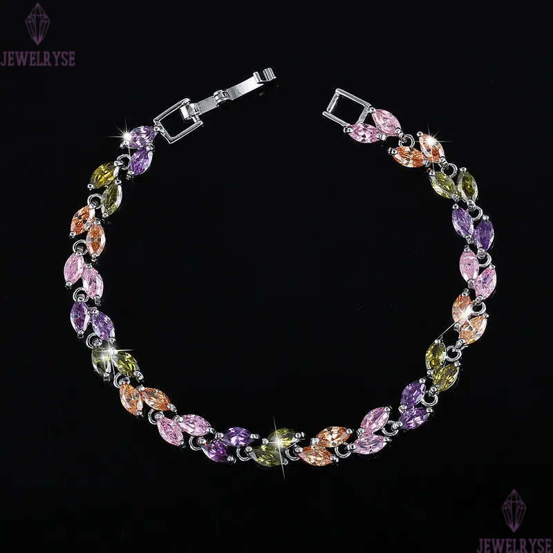 Fashionable designer jewelry Leaf Charm bracelet Silver White Blue AAA Cubic Zirconia Copper Top Quality Brass Bracelets Bangles For Women Party Gift