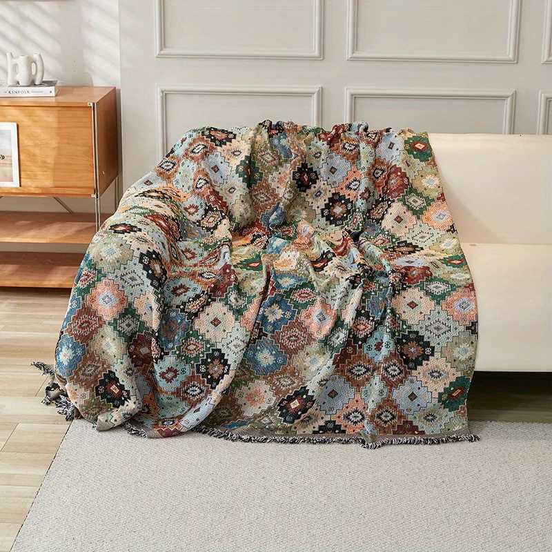 1PC Sofa Towel Jacquard Sofa Blanket With Tassels Double Face Usable Four Seasons Universal Pet Friendly Home Decor M251204 - view 7