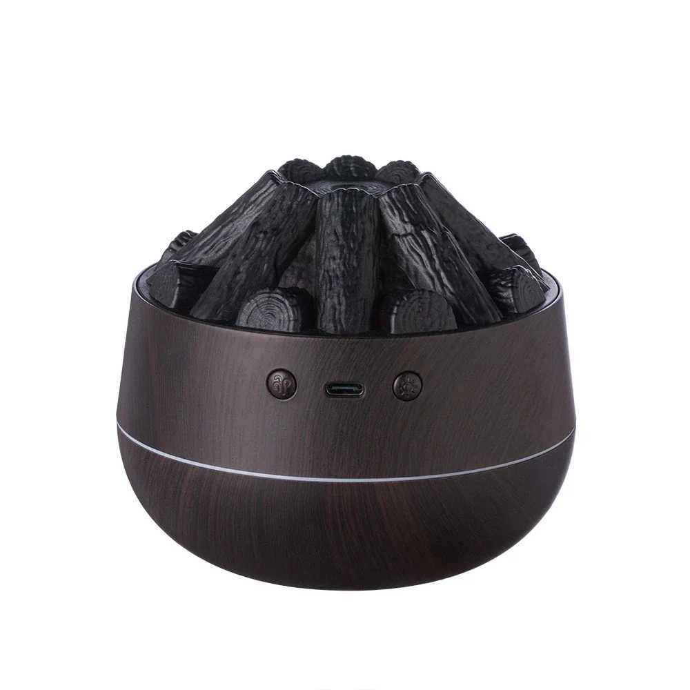 300ML Artificial Charcoal Fire Air Humidifier Ara Diffuser Mist Sprayer with Night Light Mini Diffuser for He Use C251204