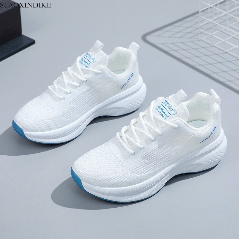 Women's Shoes White Sneakers Wholesale Thick Sole Trendy Running Shoes Fashionable Spring Breathable Women's Sports Shoes