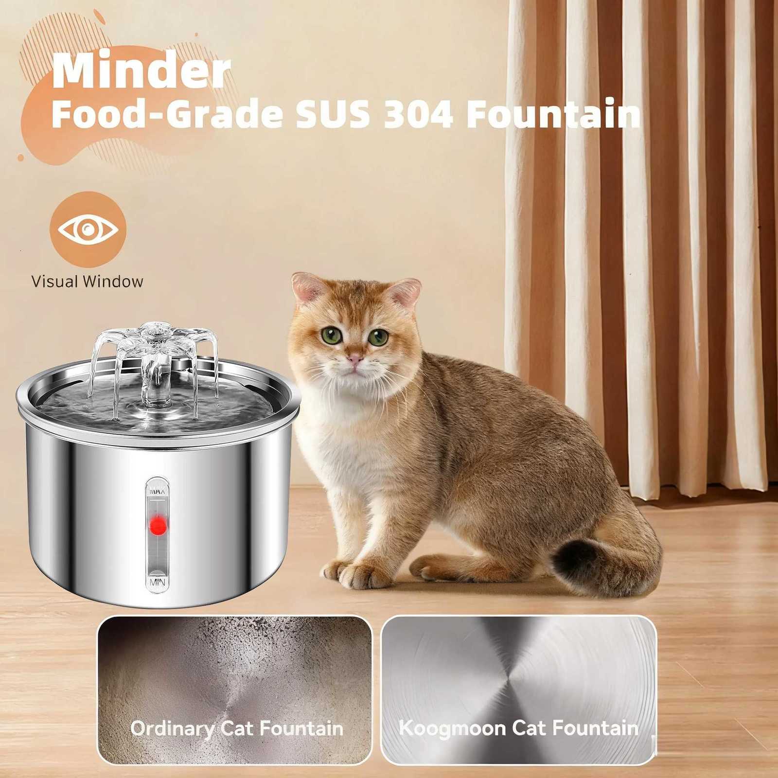 2L Cat Water Fountain Automatic Pet Water Dispenser Stainless Steel Drinking Bowl with USB Ultra-quiet Pump Pets Water Fountains M251204 - view 5
