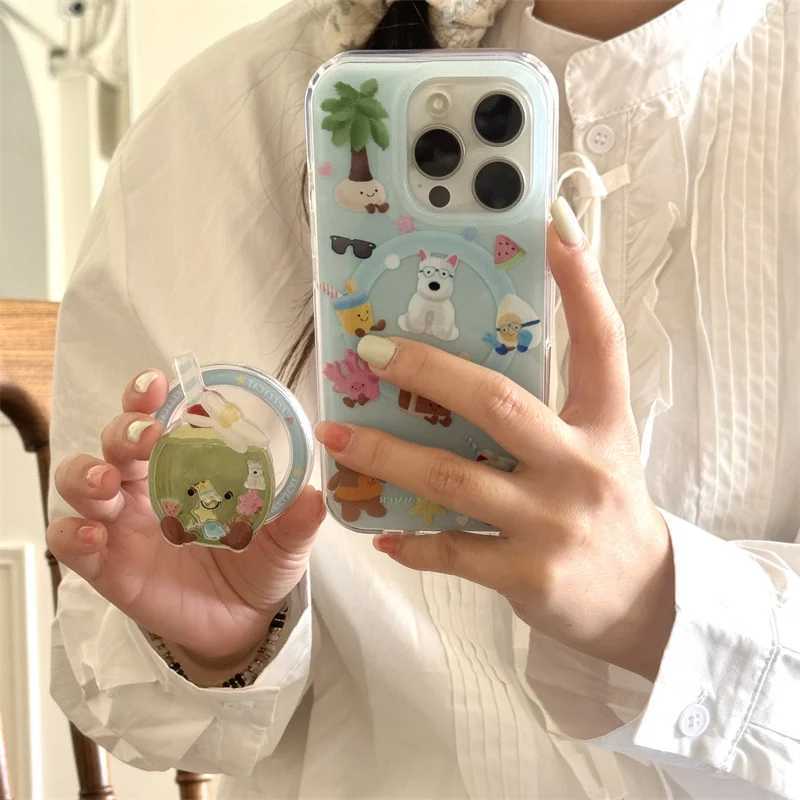 Cute Cartoon Magnetic Phone Case For iPhone 16 Pro 15 14 13 Pro Max Cover with Stand Japan Kawaii Cases 16 Funda H251203