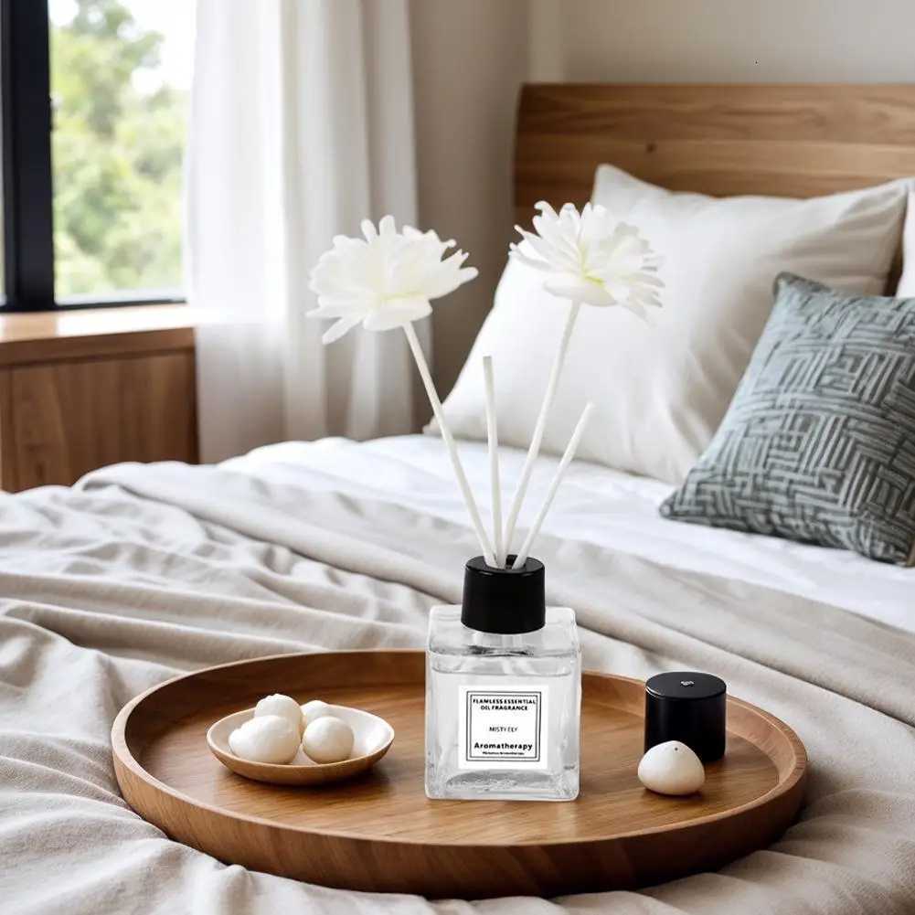 50ml Natural Essential Oil Air Freshener Flameless Home Fragrance Aromatherapy Oil with Reed Diffuser Stick Liquid Air Freshener Y251204