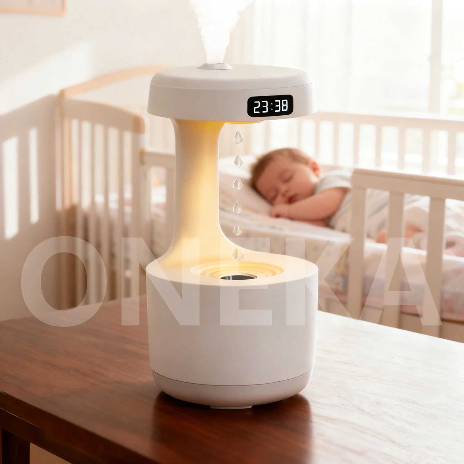 TOKA Anti Gravity Humidifier LED Smart Display Sn W Light Night Light Water Drop Backflow for Off Bedro Yoga He C251204