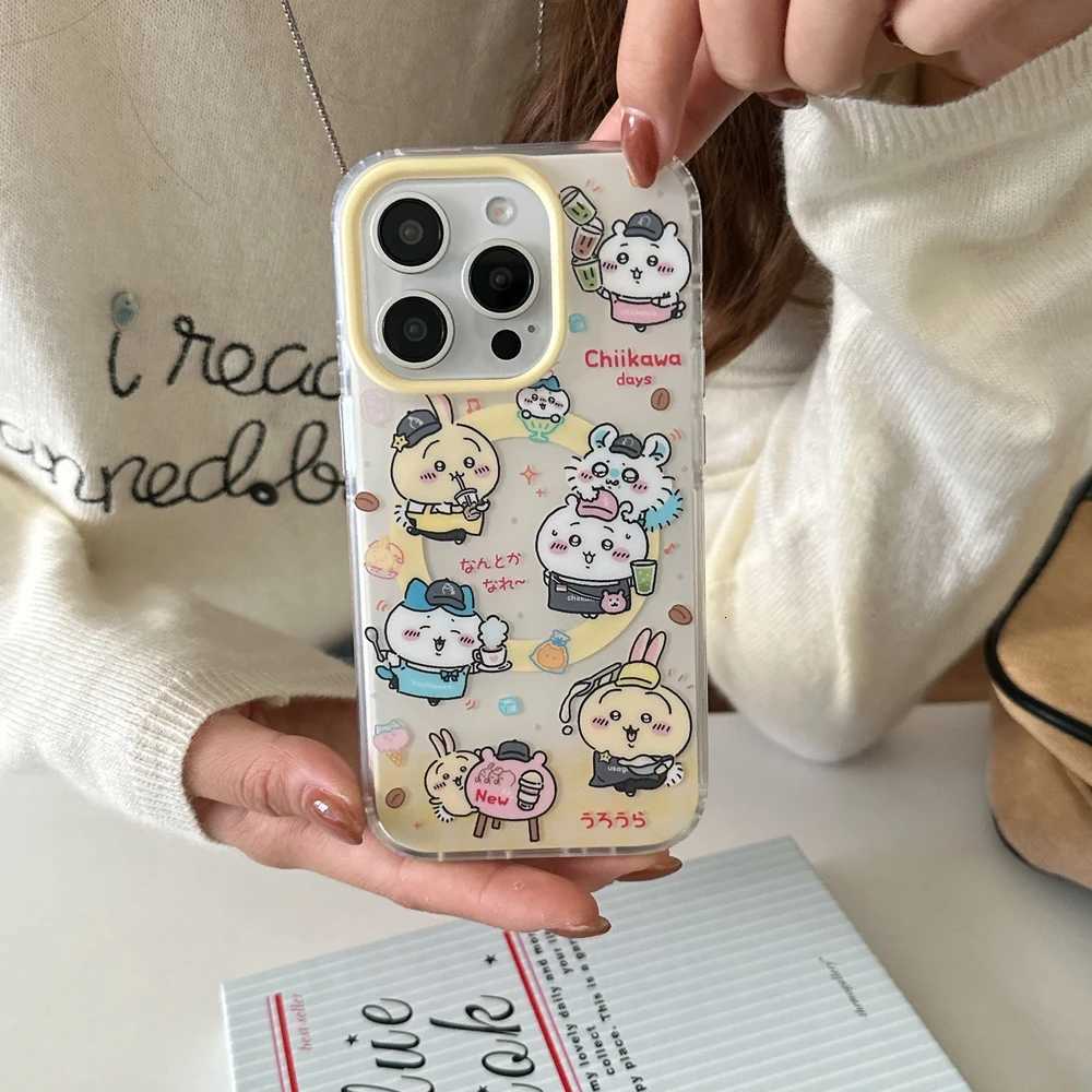 Cute Cartoon Chiikawa Japan Anime Magnetic Holder Wireless Charge Phone Case For iPhone 17 16 15 14 13 Pro Max Cover H251203