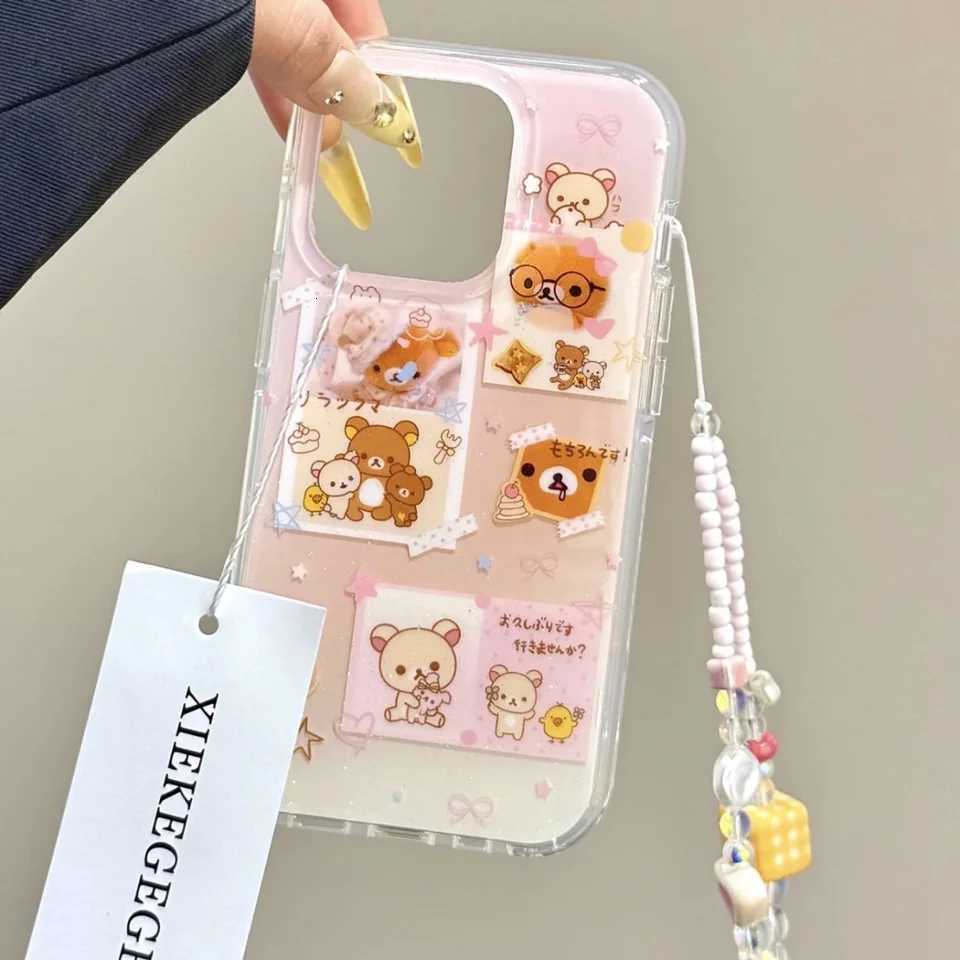 Korean Ins Fl Sn R-Rilakkuma Phone Case For iPhone 17 16 15 14 13 12 11 Pro Max 14 15 16 17Air Plus Sweet Y2K Girl Cover H251203