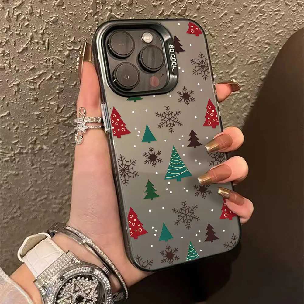 Christmas Tree Snowman Phone Case For iPhone 17 Pro Max Case iPhone 16 13 12 11 14 15 Pro Max Silver IMD Shockproof Bumper Cover H251203