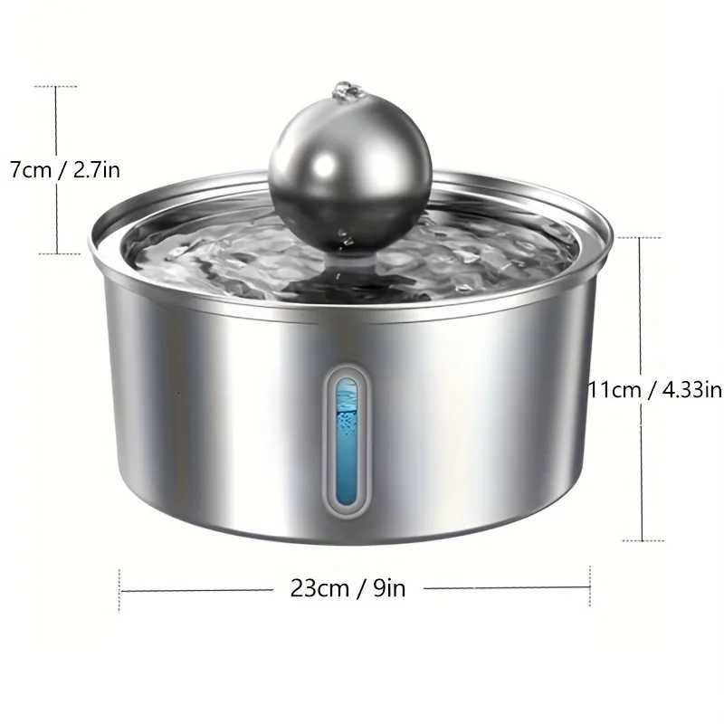 Water Level Window Pet Water Fountain 32L Stainless Steel with Ball Cat Fountain Cat Water Dispenser Cat Product M251204