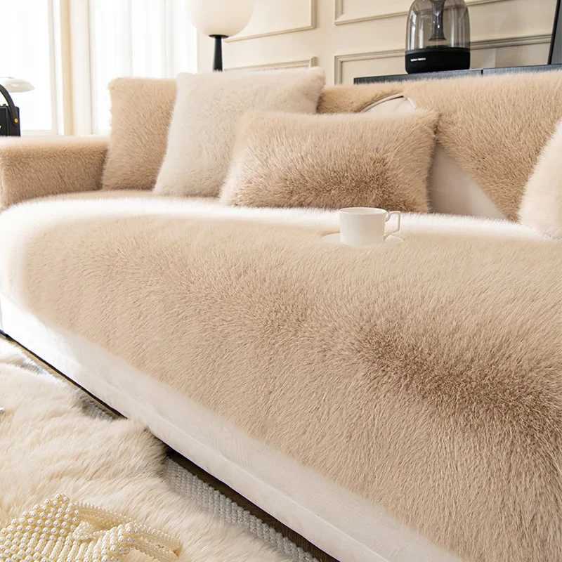 French Style Mink Plush Sofa Cover Winter Warm Thicken Sofa Covers L-shaped Living Room Home Couch Mat Non-slip Sofa Slipcovers M251204 - view 4