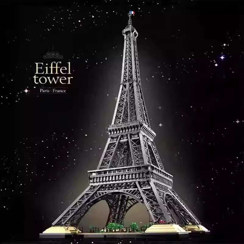 Eiffel Tower in Paris, France, High-Difficulty Building Blocks World Architecture Model