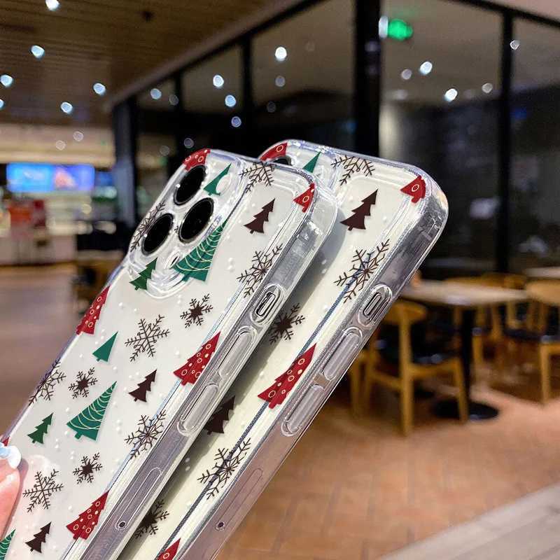 ShockProof Silicone Phone Case Fore iPhone 14 15 13 12 11 Pro 16 17 Pro Max X XS 7 8 Plus Transparent Clear Soft Christmas Cover H251203