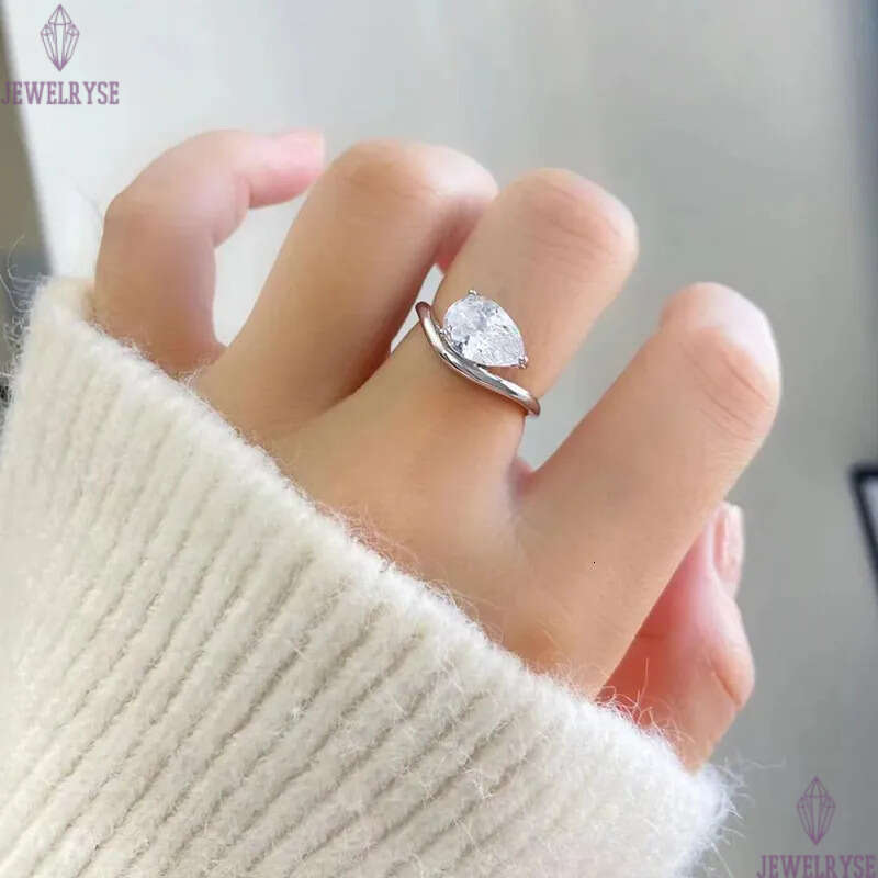 original classic 2ct pear 925 sterling silver designer ring for woman wedding bands eternity lady 5A cubic zirconia luxury engagement diamond rings je