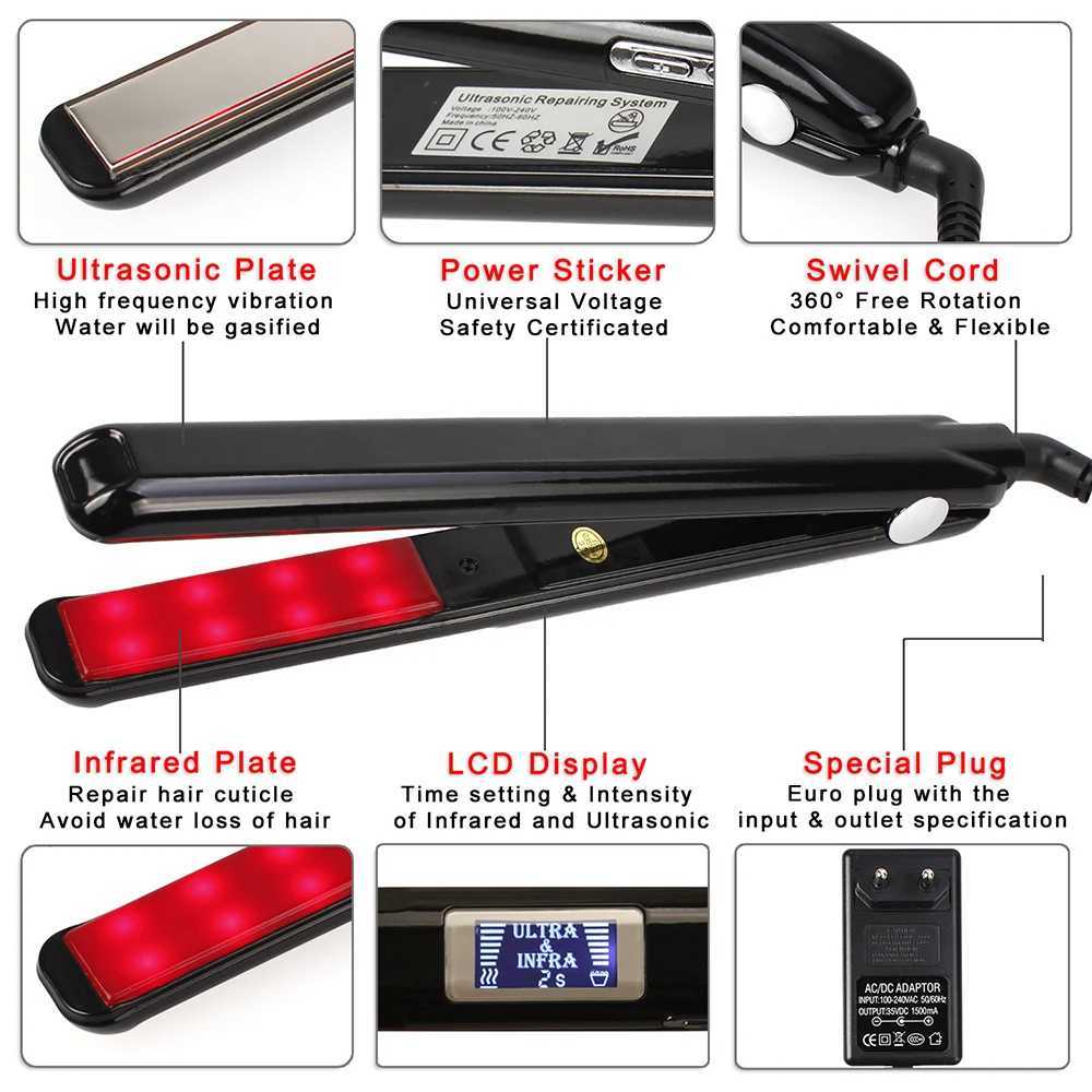 Hair Straightener Infrared and Ultrasonic Profession Cold Hair Care Iron Treatment for Frizzy Dry Recovers Damage Flat Irons W251204