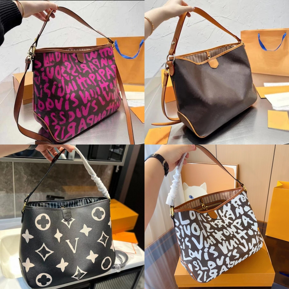 New Designer bag Womens Graffiti Tote Bag Luxury Brand Printed Leather Shoulder Bags Lady Crossbody Strap Shopping Handbag Mirror Quality