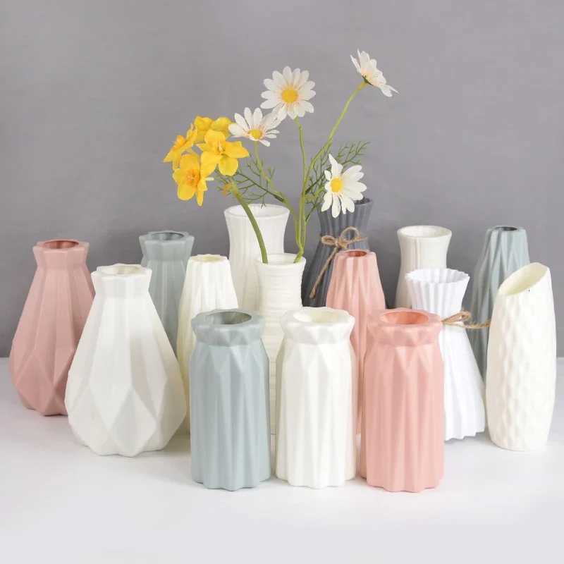 Nordic Flower Vase Imitation Ceramic Plastic Flower Vase Pot He Living Ro Desktop Decoration Wedding Birthday Decoration H251204