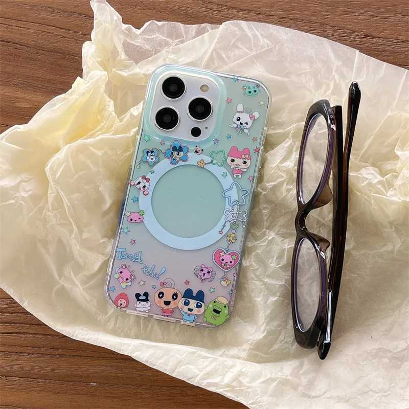 Kawaii Cartoon Magnetic Phone Case For iPhone 16 Pro 15 14 13 Pro Max Cover with Holder Shockproof Cute Cases 15 Prax H251203