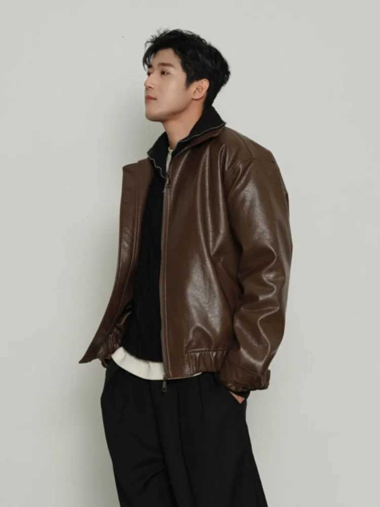 Pu-leather Jackets Men European Style Streetwear Autumn New Handsome Advanced Long Sleeve All-match Punk Popular Males OvercoatsT251204