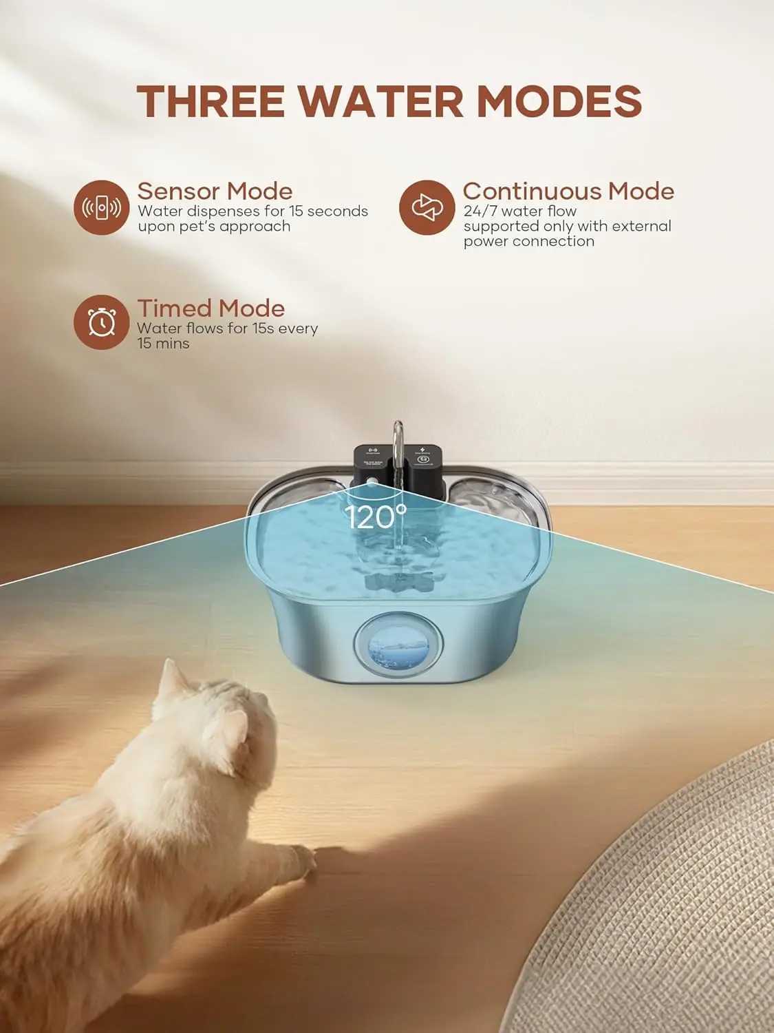 32L Stainless Steel Cat Water Fountain Wireless Sensor Smart Automatic Pet Water Dispenser For Cat Dog Pet Drinking Fountain M251204