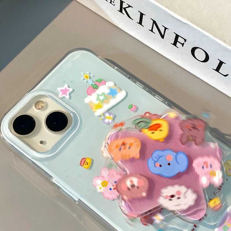 Korean Cute Cartoon Funny Rotate Grip Tok Griptok Phone Stand Holder port For iPhone 16 Universal Accessories Holder H251203