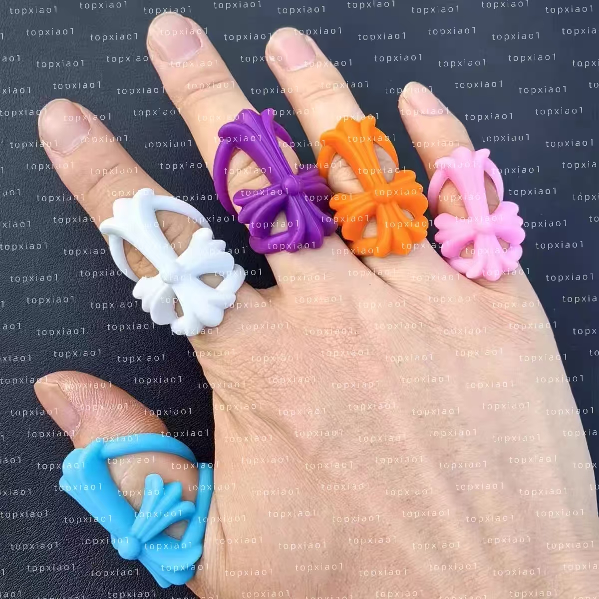 Punk Hip-Hop Ring Fashion Cross Resin Ring Colorful Cross Ring Street trendy Ring Tokyo Aoyama Retro Anniversary ch Limited Versatile Personalized