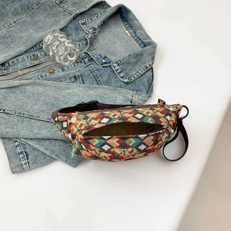 Fashion Grid pattern Chest Bags For Women Canvas Waist Bag Large Capacity Shoulder Crossbody Bag Purse Multi-function Fanny PackT251204