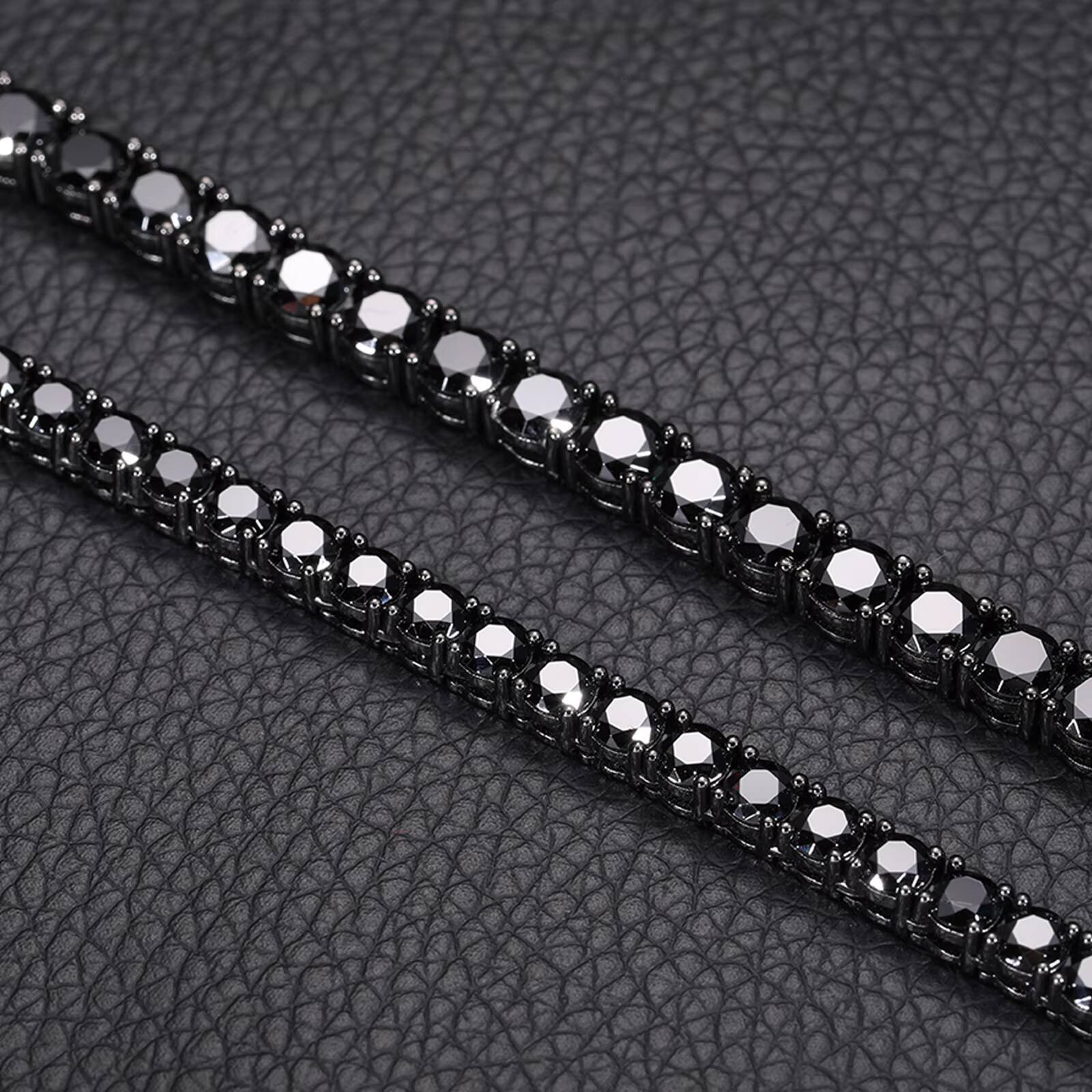 Kolye Unique Design 5mm Black VVS Moissanite DIamond Tennis Chain GRA Certificate S925 Silver Men Jewelry Necklace for Man