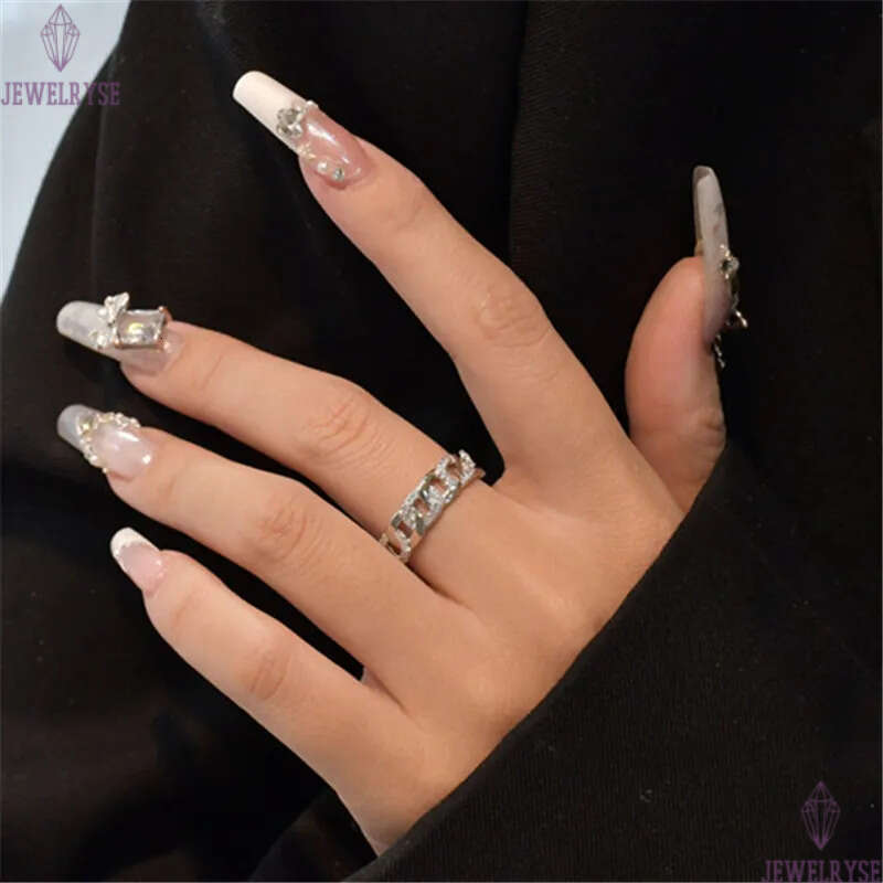 s925 sterling silver link chain ring designer for woman home daily outfit party 5A cubic zirconia diamond luxury band rings womens charm jewelry frien