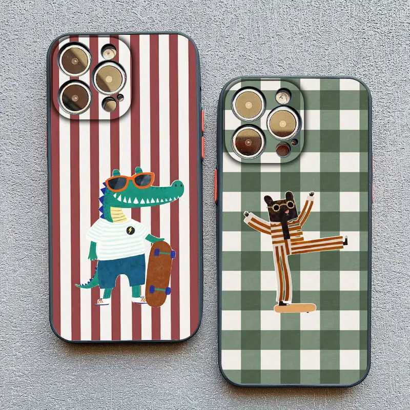 Simple Cute Green And White Plaid Phone Case for Iphone 13 12 Mini 11 Pro Max 17 16 15 14 Pro Max Plus XR XS X Covers H251203