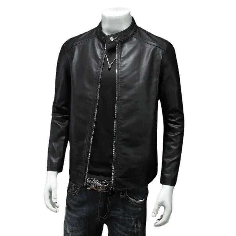 Mens motorcycle leather jacket autumn/winter 2025 new casual versatile slim fit American outdoor fashion trend leather jacketT251204