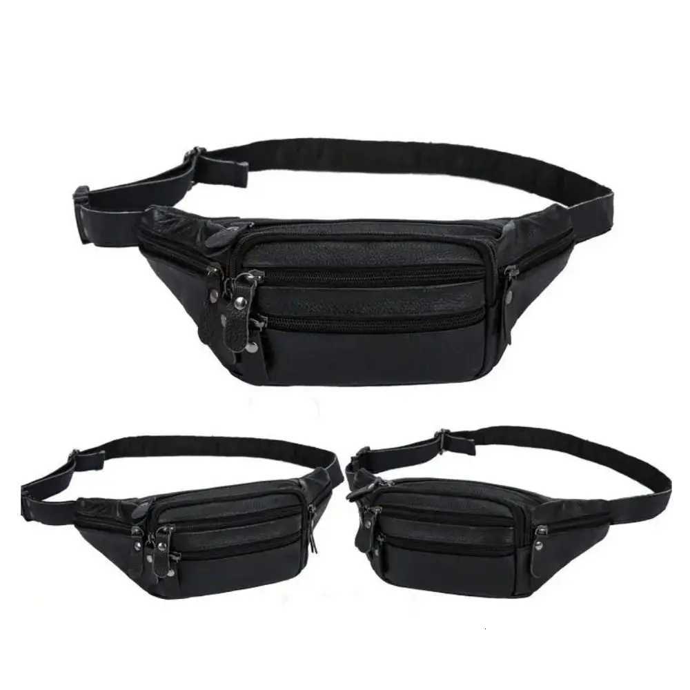 PU Leather Multifunctional Mens Waist Bag Multi-layered Large Capacity Travel Phone Bag Zipper Waterproof Waist Purse PackT251204