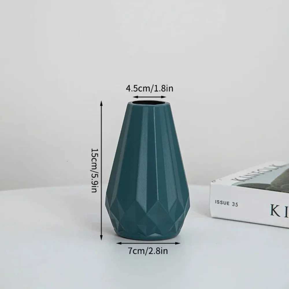 Diamond Shaped Flower Vase Fashion Imitation Ceramic Plastic Flower Pot Nordic Style Modern Flower Arrangement Living Ro H251204