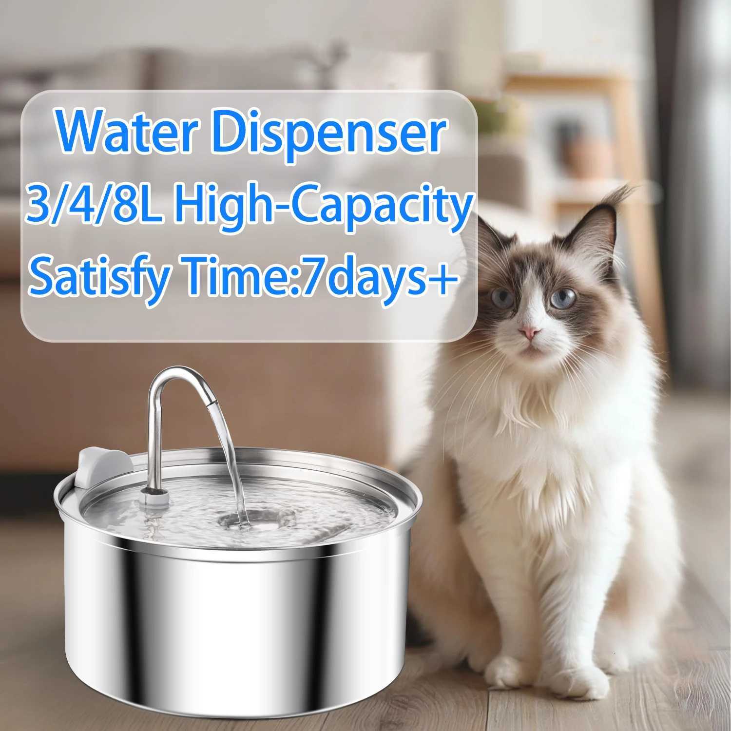 Stainless Steel Cat Water FountainPet Water Dispenser With FilterDog Drinking Fountain For CatsUltra Quiet Water Pump M251204