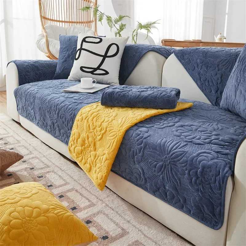 1PC Thicken Jacquard Sofa Seat Covers Non-Slip Solid Color Sofa Mat Towel Winter Warm Couch Slipcovers for Living Room M251204 - view 3