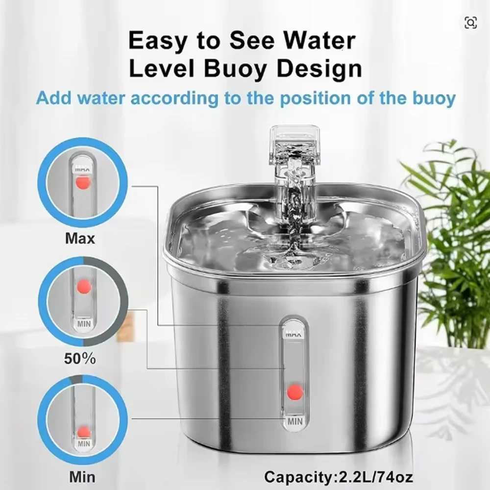 Cat Water Fountain 22L/74oz Stainless Steel Pet Water Fountain Dog Water Dispenser Automatic Cat Fountain Dog Bowls Cat Product M251204