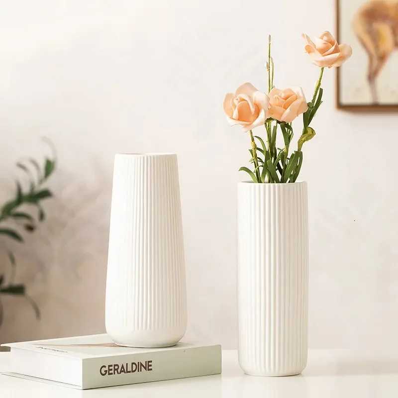 Ceramic vase creative he living ro white water potter dried flowers flower ornaments H251204