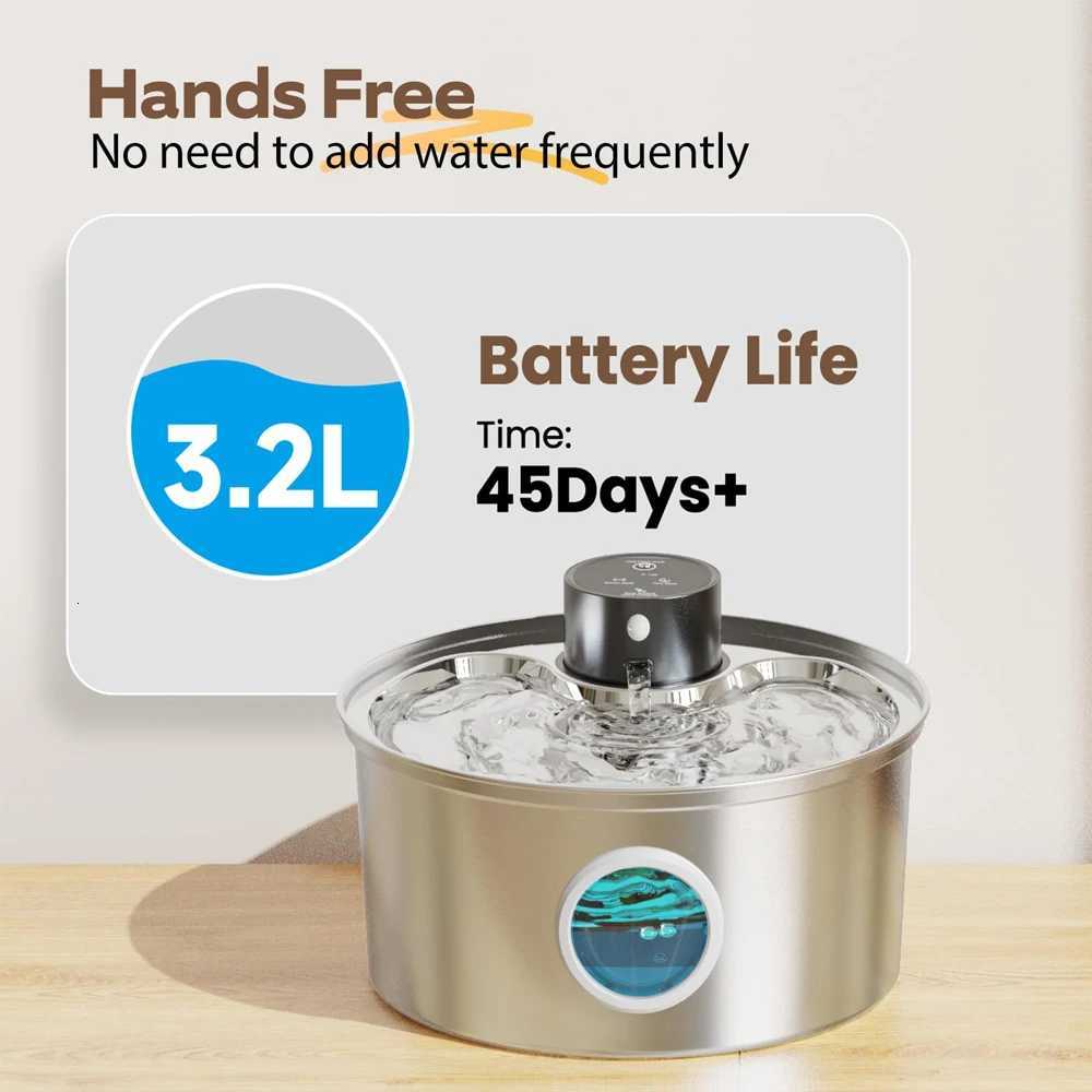 Stainless Steel Wireless Cat Water Fountain Charging Automatic Pet Drinking Motion Sensor Dog Water Dispenser Accessories filter M251204