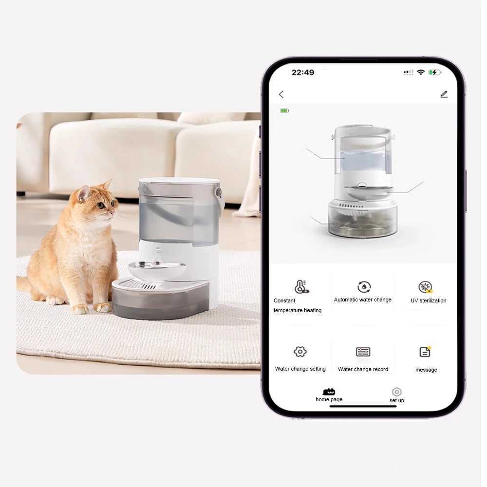 Stainless Steel Smart Pet Water Dispenser Wireless Rechargeable Cat Water Fountain No Filter Large Capacity Automatic Cat Wa M251204